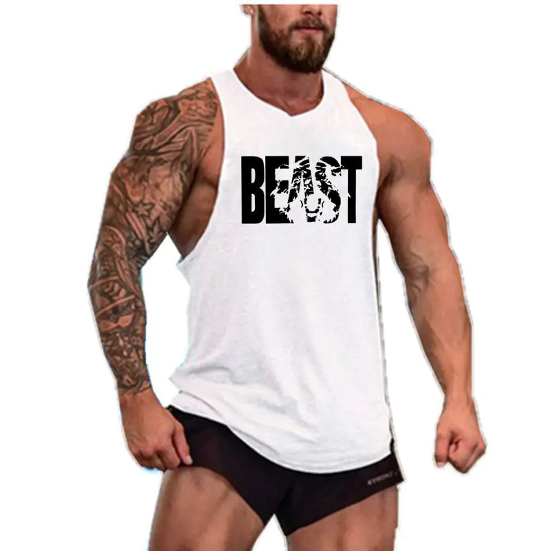 Camiseta de tirantes de algodón para gimnasio, sin mangas, transpirable, para hombre