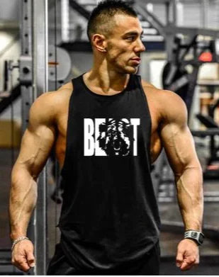 Camiseta de tirantes de algodón para gimnasio, sin mangas, transpirable, para hombre